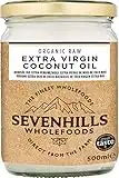 Sevenhills Wholefoods 500ml Organic Extra Virgin Raw Coconut Oil (Cold-Pressed), Glass Jar, For Cooking, Baking, Skin Moisturiser & Hair Conditioner