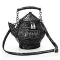 Funny Gothic Purse, Teapot Shaped Crossbody Handbag Top-handle Tote Women's Shoulder Bags