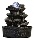 Zen'Light - Zimmerbrunnen LittleRock - Naturwasserfall mit Steineffektund farbigem LED-Licht - ZenTischdekoration Ideal für Meditationund Entspannung - Feng-Shui-Objekt Glück - H 23cm