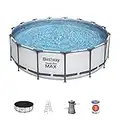 Bestway 56438 | Steel Pro MAX - Piscina Fuori Terra Rotonda, 457X122 cm, Pompa di Filtraggio, Scaletta e Copertura Inclusi