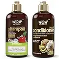 WOW Skin Science Apple Cider Vinegar Shampoo & Conditioner Set with Coconut & Avocado Oil - Men and Women Gentle Shampoo Set - Hair Growth Shampoo for Thinning Hair & Loss - Sulfate & Paraben Free