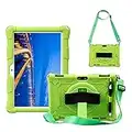 HminSen Case for Dragon Touch Notepad K10 / Max10 Plus Tablet,Silicone Case for ZONKO K105 10.1, Foren-Tek, MEIZE 10 inch Tablet with Hand Strap Shoulder Belt Rotatable Stand Cover (Green)