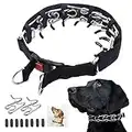 No Pull Dog Collar, Prong Collar for Small Medium Large Dogs, Pinch Collar for Dogs with Quick Release Buckle, Prong Collar Cover, Extra Links, Safety Clip, Rubber Tips (Medium,3mm,19.7-Inch,14-18"Neck, Black)