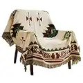 Mantas Sofa etnicas Aztec Navajo Lanzar Manta Bohemia Tribal étnico Geométrico Patrón De Alfombra con Borlas Adecuado para Sofá/Cama/Al Aire Libre(Size:130x160cm / 51.1x62.9in)