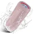 EDUPLINK Portable Bluetooth Speaker, ipx7 Waterproof Speaker, 20W Louder Wireless Speaker with 20 Hours Playtime, TWS Pairing, RGB Lights, and TF Slot - Perfect for Beach and Pool, Pink