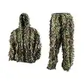 FORWO Ghillie Suits 3D Leaves Woodland Camouflage Clothing Outdoor Army Military Camo Clothes for Jungle Hunting, Paintball, Airsoft, Wildlife Photography, Halloween (Adult)