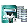 Gillette Mach 3 Lamette da Barba per Rasoio manuale Uomo, Confezione da 12 Ricambi da 3 Lame, Microaletta Protettiva, Ottimo Scorrimento con Striscia Lubrificante, Fino a 15 Rasature con 1 Testina