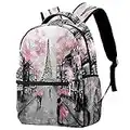 Sac à Dos pour Filles Tout-Petits Enfants Adolescents Cartable d'école pour élèves de Maternelle Enfants d'âge préscolaire avec Sac à Lunch Amoureux de la Saint-Valentin Paris Tour Eiffel