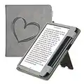 kwmobile Funda Compatible con Kobo Sage - Agarre elástico y Soporte de Apoyo - Dibujo de corazón Gris