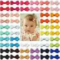 CELLOT Baby Hair Clips Baby Girls Fully Lined Baby Bows Hair Pins Tiny 2" Hair Bows Alligator Clips for Girls Infant Toddlers (2 Inch (Pack of 50), 25 Colors In pairs)