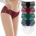 INNERSY Women's Sexy Floral Lace Hipster Underwear Airy & Lightweight 5-Pack(Vintage Rhythm,Medium)