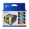 E-Z Ink (TM) Remanufactured Ink Cartridge Replacement for Epson 220 XL 220XL T220XL to use with WF-2760 WF-2750 WF-2630 WF-2650 WF-2660 XP-320 XP-420 XP-424(2 Black, 1 Cyan, 1 Magenta, 1 Yellow)5Pack