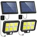 Solar Security Lights Outdoor, 120 COB LED Solar PIR Motion Sensor Lights , 3 Modes Solar Flood Lights with 16.4ft Cable, IP65 Waterproof Solar Powered Lights for Garden Door Wall Yard Garage (2 Pack)