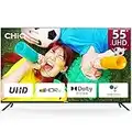 CHIQ U55H7A, 55 inch (140cm), Android TV, Smart TV, UHD, 4K, WiFi, Bluetooth, Google Assistant, Netflix, Prime Video, 3 HDMI, 2 USB