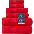 COZYART Red Bath Towels Set for Bathroom Soft Absorbent Durable 650 GSM Turkish Cotton Towel Set of 6, 2 Large Bath Towels, 2 Hand Towels, 2 Washclothes