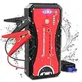 NWOUIIAY Arrancador de Coches 13200mAh 1000A Arrancador Batería Coche MAX 6.0L Gas o 5.0L Diesel 12V Jump Starter Portátil con Pinzas Inteligentes 4 Modos Luz Carga Rápida QC3.0 & Type-C