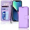 TECHGEAR Etui iPhone iPhone 14 Plus Portefeuille - Housse en Cuir avec Rabat de Protection, Fentes pour Cartes, Béquille et Dragonne, Cuir PU Violet Compatible avec iPhone 14 Plus 6.7"