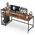 HOMIDEC Writing Computer Desk, Office Work Desk with Bookshelf, 63 Inch Study Laptop Table with 4 Tier DIY Storage Shelves, Modern Simple Style Desks for Bedroom, Home, Office (63 x 23.6 x 43.3 inch)