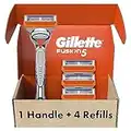 Gillette Fusion5 Razors for Men, 1 Razor, 4 Blade Refills, Lubrastrip for a More Comfortable Shave