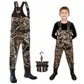 TideWe Chest Waders for Kids, Neoprene Waterproof Insulated Hunting Wader for Toddler & Children, Cleated Bootfoot Wader for Boy and Girl, Hunting & Fishing Wader Realtree MAX5 Camo (Size 2T)