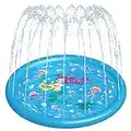 HITOP Kids Sprinklers for Outside, Splash Pad for Toddlers & Baby Pool 3-in-1 60" Water Toys Gifts for 1 2 3 4 5 Year Old Boys Girls Splash Play Mat (Mermaid)