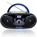 LONPOO Portable Boombox CD Player Stereo Sound with Bluetooth, FM Radio, USB, AUX-IN, Headphone Output, AC/DC Operated