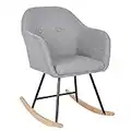 WOLTU Rocking Chair Light Grey Rocker Relax Chair Lounge Chair Recliner Relaxing Chair Linen with Comfortable Padded Seat