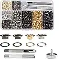 VGOODALL Ösen Werkzeug Kit, 400pcs Ösen Set 6mm 4 Farben Ösen Scheiben Ösenzange mit 3tlg Werkzeugset für DIY Leder Handwerk Stoff