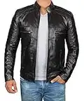 Lambskin Leather Jackets Cafe Racer Black Leather Biker Jackets Men's | [1100076] Black Austin, 2XL