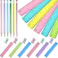 Pastel Stationery Set of 24 Pastel Pencils Rulers Erasers and Pencil Sharpener for Student Kids Teens Back to School Exam Office Work Writing Drawing