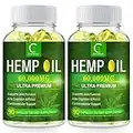 GPGP GreenPeople 100% Natural Hemp Oil Capsules - 180 Servings - 60,000 MG Extra Strength Hemp Oil Extract for Stress, Sleep & Mood Support, Rich in Omega 3, 6, 9