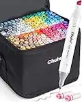 160 Color Alcohol Art Markers Set, Ohuhu Dual Tips (Fine & Chisel) Coloring Permanent Marker Pens for Kids, Alcohol-based Drawing Markers for Sketch Adult Coloring w/ 1 Colorless Blender Gift Idea