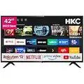 HKC NHV42H3 Smart TV 42 Pouces (106 cm) Téléviseur avec Netflix, Prime Video, Rakuten TV, DAZN, Disney+, Youtube, UVM, WiFi, Triple-Tuner DVB-T2 / S2 / C, Dolby Audio