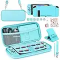 Younik Switch Accessories Bundle, 15 in 1 Blue Switch (NOT OLED/Lite) Accessories Kit for Girls Include Switch Carrying Case, Adjustable Stand, Protective Case for Switch Console & J-Con(Blue)