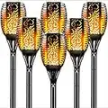 Maksone 6 Pack Torches Solar Outdoor Lights LED Larger Size Flickering Flames Light Waterproof Landscape Decoration Lighting Dusk to Dawn Auto On/Off