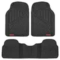 Motor Trend FlexTough Performance All Weather Rubber Car Floor Mats - 3 Piece Floor Mats Automotive Liners for Cars Truck SUV, Heavy-Duty Waterproof (Black)