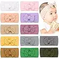 JOYOYO 12 Pcs Baby Turban Headband Baby Nylon Headbands Bowknot Headbands Stretchy Soft Wide Headbands for Babies Elastic Headbands for Newborn Baby, Toddlers