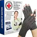 Dr. Arthritis Gants Arthrose Conçus par des Médecins, Orthese Pouce : Soulagement des douleurs des mains, Attelle Pouce Homme Femme pour Soutien des Poignets [Taille L, Gris, 1 Paire de Mitaine]