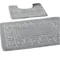 EDS New Greek Style 2 Piece Bath Mat Set Non-Slip 13 Colours (Grey)