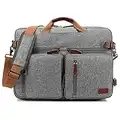 CoolBELL umwandelbar Rucksack Messenger Bag Umhängetasche Laptop Tasche Arbeitstasche Handtasche Business Aktentasche Multifunktions Reise Rucksack Passend für 17,3 Zoll Laptop/Männer/Frauen(Grau)