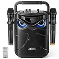 Moukey Casse Karaoke con 2 Microfoni wireless, Altoparlante portatile Bluetooth completo con bassi/alti e Luci DJ, Sistema PA Supporto REC/AUX/USB/TF/FM per Partito, MPS3