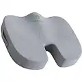 Seat Cushion for Office Chair – Memory Foam Tailbone Pillow Pad for Sitting, Computer, Desk, Chair, Car – Contoured Posture Corrector for Sciatica, Coccyx Back Pain Relief (Grey)
