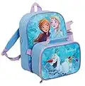 Disney Frozen 2 Rucksack + Lunchtasche isolierte Kühlbox + Wasserflasche passendes 3-teiliges Gepäckset, blau, Einheitsgröße, Rucksack