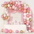 144 Stück Rosa Luftballons Girlande Arch Rosa Weiß und Gold Konfetti Ballons Party Dekorationen Mädchen und Frau Baby Shower Geburtstag Brautdusche