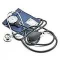 Belmalia Sphygmomanomètre Anéroïde avec Stéthoscope Pavillon Double, Tensiomètre Bras Manuel, Sac pour Service de Secours, Médecin, Consultation, Bleu Noir