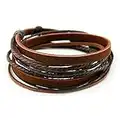 FRD.2Y Genuine Leather Bracelet for Women & Men,Unisex Multilayer Leather Adjustable Bracelet Cuff Wrap Multicolor Rope Wristband
