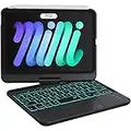 GreenLaw iPad Mini 6 Case with Keyboard, 7 Color Backlit, 360° Rotate, Sensitive Touchpad, Type-C Rechargeable, for iPad Mini 6th Generation 8.3 inch 2021, Black