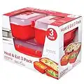 Sistema 2703 Confezione 3 Contenitori Polipropilene Microwave, Rosso