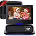 SUNPIN 11" Portable DVD Player for Car and Kids with 9.5 inch HD Swivel Screen, 5 Hour Rechargeable Battery, Dual Earphone Jack, Supports SD Card/USB/CD/DVD, with Extra Headrest Mount Case (Blue)