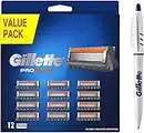 Gillette Fusion 5 Proglide Lamette da Barba, 12 Ricambi (da 5 Lame), Delicatezza Insuperabile con Tecnologia Flexball, Fino a 1 Mese di Rasatura con 1 Lametta + Penna Inclusa